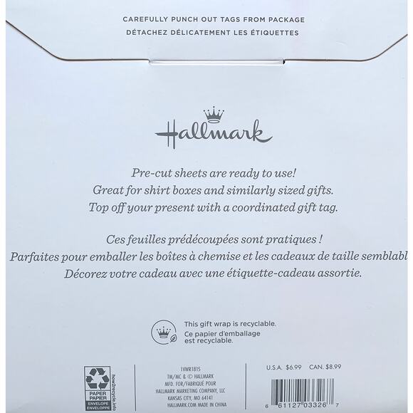 Hallmark Valentine Hugs Kisses XOXO Cute Pets 20"x30" Gift Wrap Set NEW NIP - Picture 7 of 8